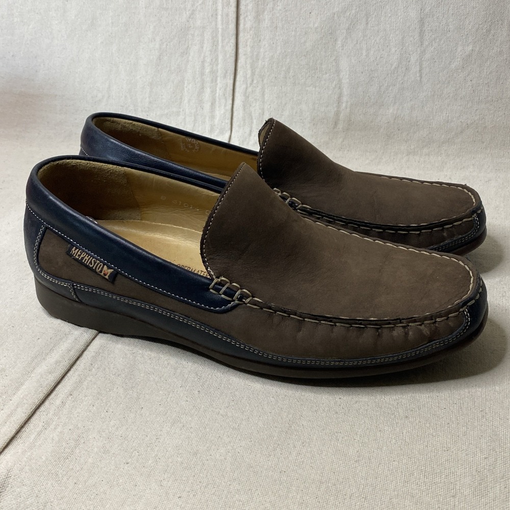 Mephisto Baduard Loafer Shoes Mens 7.5 Brown Nubuck Cool Air Comfort Moc Sip On